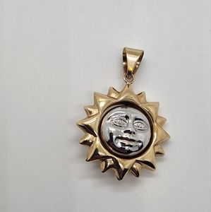14K Yellow & White Gold Sun Charm